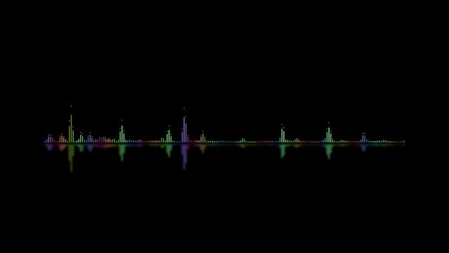 Audio Spectrum with floor reflection. Music waves oscillate. A digital Sound wave or frequency. Minimalist Audio Waveform. sound technology. Audio graphic equalizer animation. Audio Visualizer.