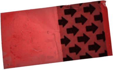 shiny red crumpled foil sticker isolated