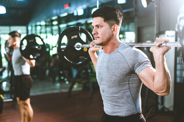 strong athlete man person exercising in the sport gym, workout exercise training in fitness for...