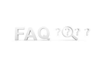 FAQ concept white background 3d render illustration