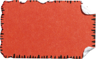 red paper sticker isolated with tears or snags and folds