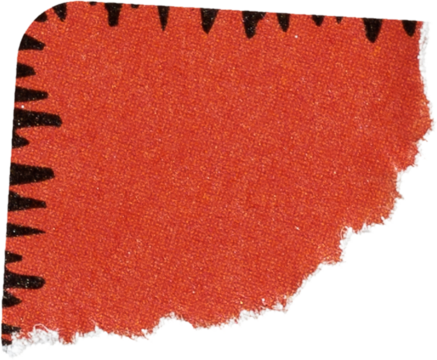 red paper sticker isolated with tears or snags and folds