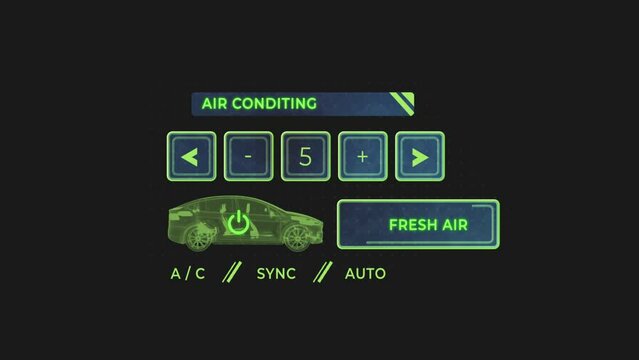 Futuristic air conditing panel with digital technology elements blue. hi-tech style hud element. 4K high quality animation.