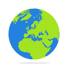 Globe flat design style on white background