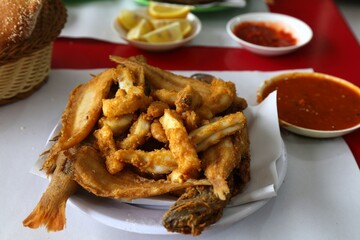 Fried fish mix in Morocco