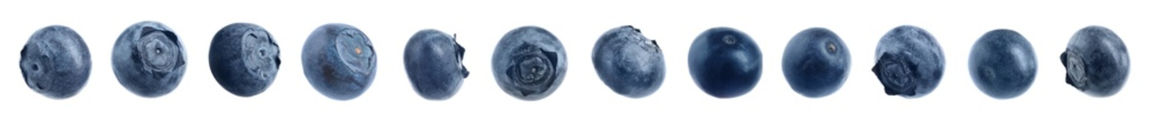 Set with fresh ripe blueberries on white background. Banner design