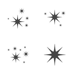 Set of stars sparkles, flat design