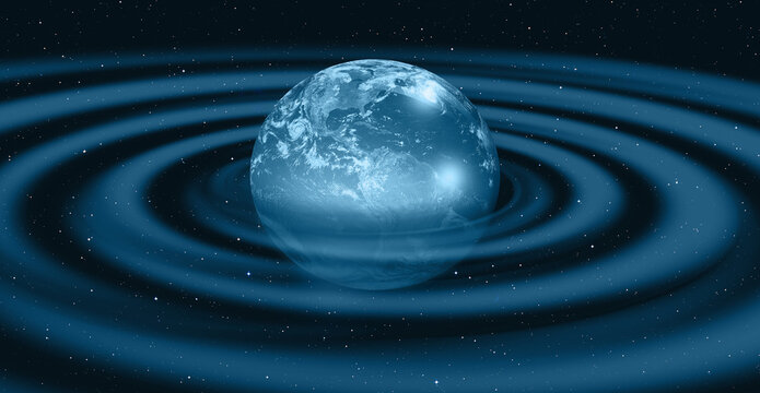 Technology waves revolve around the Planet earth "Elements of this image furnished by NASA "