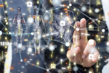 digital medical futuristic interface 3D rendering