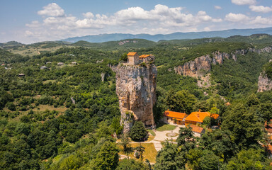 Aerial view of Katskhi Pillar in Georgia