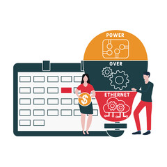 PoE - Power Over Ethernet  acronym. business concept background.  vector illustration concept with keywords and icons. lettering illustration with icons for web banner, flyer, landing pag