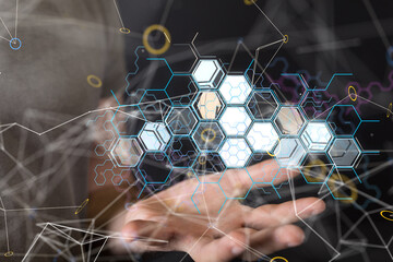 Connecting lines and dots.Big data visualization