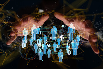 Abstract technology group and data 3d