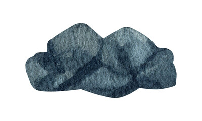 Fototapeta premium Gray rock stone watercolor clipart