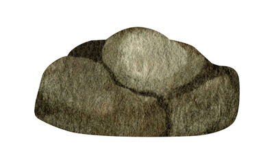 Brown rock stone watercolor clipart.