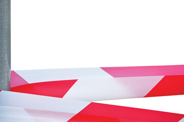 Large Red White Do Not Cross Ribbon Barricade Tape Copy Space, Isolated Detailed Horizontal...