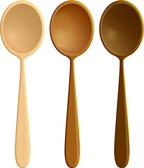 Illustration of a set of wooden spoons. executed in a realistic manner. vector illustration on a white background