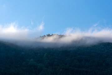 A view from the cloud-covered peak of Bozdag,Izmir,Turkey