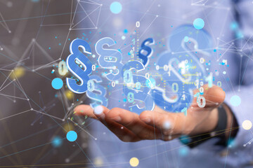 Businessman using 3D rendering digital paragraph law symbol