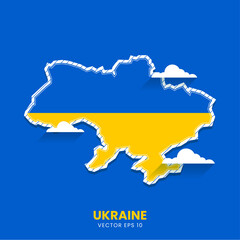 Obraz premium Ukraine Island or Country Map, Vector Border Detailed Illustration with a cute theme for kids. Ukraine is one of the countries in Europe.