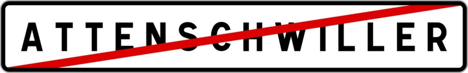 Panneau sortie ville agglomération Attenschwiller / Town exit sign Attenschwiller