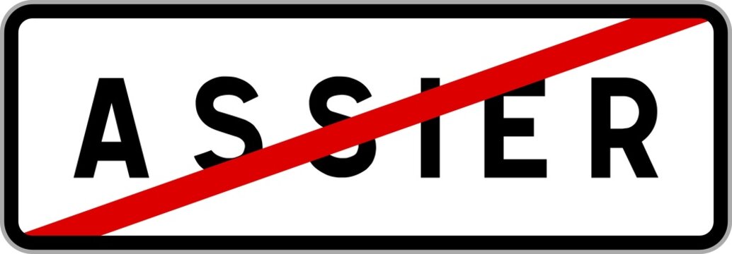 Panneau sortie ville agglom&eacute;ration Assier / Town exit sign Assier