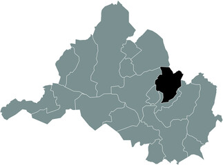 Black flat blank highlighted location map of the 
SCHEIDT DISTRICT inside gray administrative map of Saarbrucken, Germany