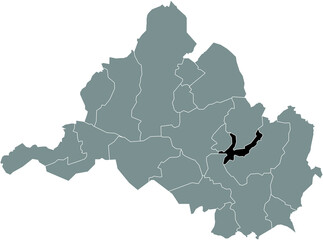 Black flat blank highlighted location map of the 
SCHAFBRÜCKE DISTRICT inside gray administrative map of Saarbrucken, Germany