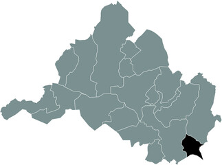 Fototapeta premium Black flat blank highlighted location map of the ESCHRINGEN DISTRICT inside gray administrative map of Saarbrucken, Germany