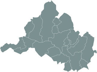 Gray flat blank vector administrative map of SAARBRÜCKEN, GERMANY with black border lines of its districts