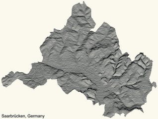 Fototapeta premium Topographic relief map of the city of SAARBRÜCKEN, GERMANY with black contour lines on vintage beige background