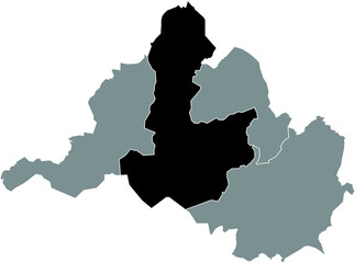 Black flat blank highlighted location map of the 
MITTE BOROUGH inside gray administrative map of Saarbrucken, Germany