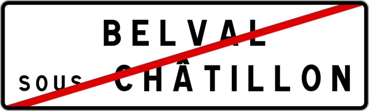 Panneau sortie ville agglom&eacute;ration Belval-sous-Ch&acirc;tillon / Town exit sign Belval-sous-Ch&acirc;tillon
