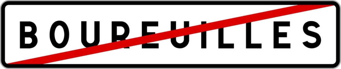 Panneau sortie ville agglomération Boureuilles / Town exit sign Boureuilles