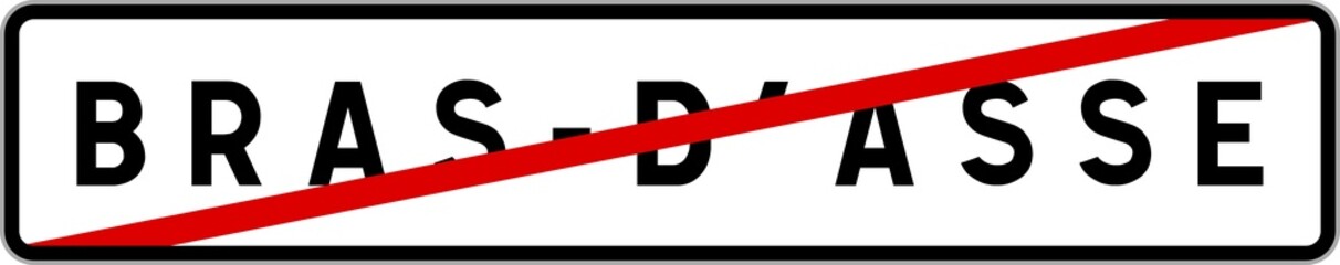 Panneau sortie ville agglomération Bras-d'Asse / Town exit sign Bras-d'Asse