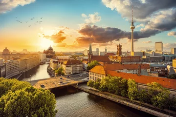 Gardinen panoramic view at central berlin during sunset © frank peters