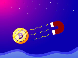 investment concept attract coins. successfully withdraw bitcoin in large quantities