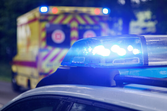 Blaulicht Genre Unfall Polizei Sperrung Straße Rettungsdienst