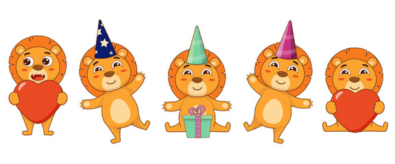 Set with cute lions