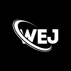 WEJ logo. WEJ letter. WEJ letter logo design. Initials WEJ logo linked with circle and uppercase monogram logo. WEJ typography for technology, business and real estate brand. - obrazy, fototapety, plakaty