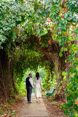Fototapeta premium handsome couple girl and guy in the park