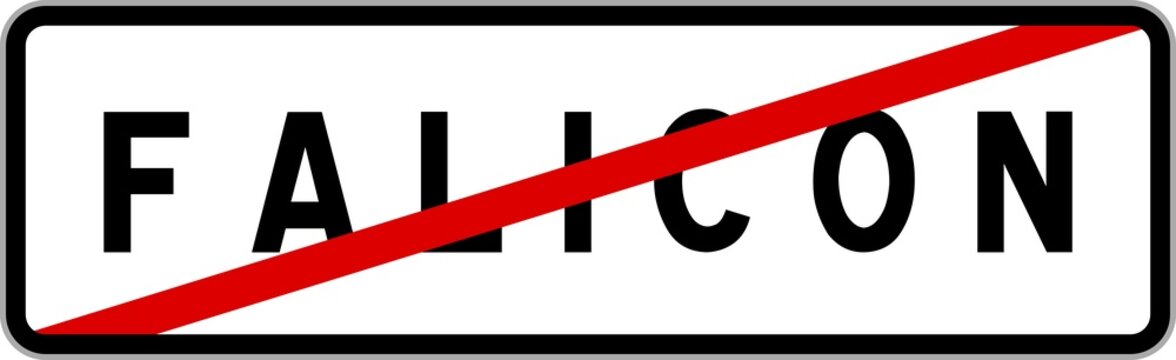Panneau sortie ville agglom&eacute;ration Falicon / Town exit sign Falicon