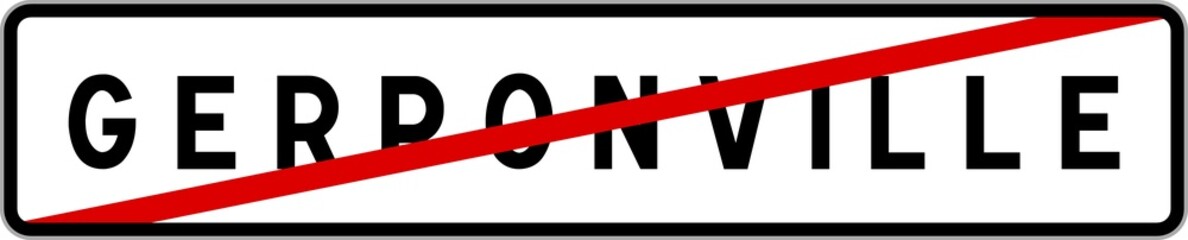 Panneau sortie ville agglomération Gerponville / Town exit sign Gerponville
