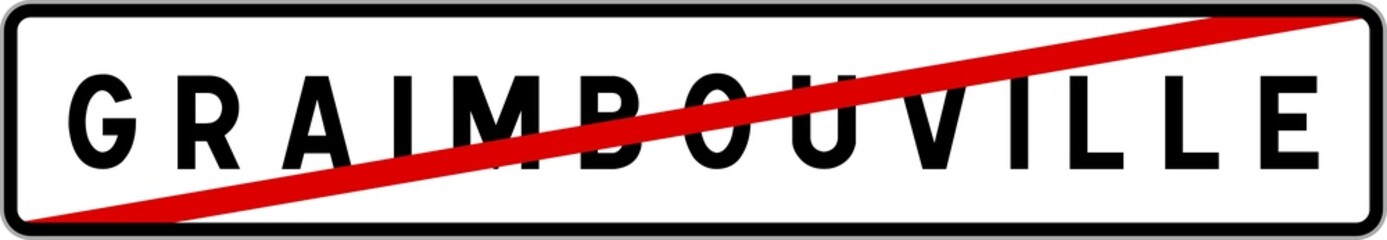Fototapeta premium Panneau sortie ville agglomération Graimbouville / Town exit sign Graimbouville