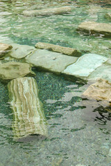 Incredible view of the thermal and medicinal waters of Cleopatra's pool, Hierapolis, in Pamukkale