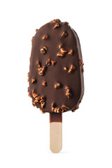 Chocolate popsicle ice cream isolated on white.