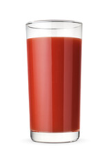 Tomato juice glass isolated on white.