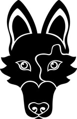 Black and White Cartoon Illustration Vector of a Puppy Dogs Face and Head with Ears