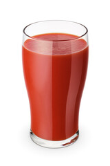 Tomato juice glass isolated on white.