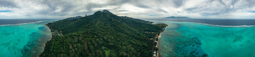 Aerial view of Moorea island, the society island, French Polynesia